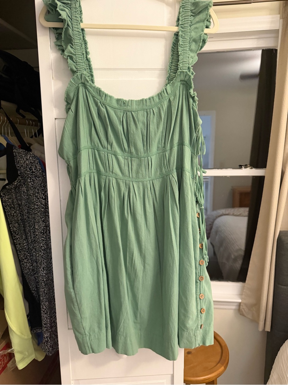Free People Sage Green Ruffle Strap Sundress